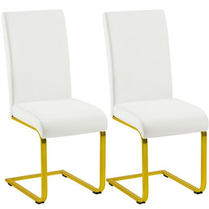  Yaheetech Set 2 Sedie Da Pranzo Moderne Cucina Ufficio In Ecopelle E Acciaio Cromato Bianco&oro