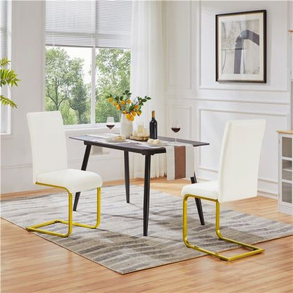  Yaheetech Set 2 Sedie Da Pranzo Moderne Cucina Ufficio In Ecopelle E Acciaio Cromato Bianco&oro
