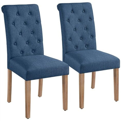  Yaheetech Set Di 2 Sedie Da Sala Da Pranzo Imbottite Sedia Da Cucina Con Alto Schienale Sedie Con Gambe In Legno Massello Stile Moderno In Tessuto Blu