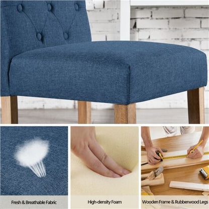  Yaheetech Set Di 2 Sedie Da Sala Da Pranzo Imbottite Sedia Da Cucina Con Alto Schienale Sedie Con Gambe In Legno Massello Stile Moderno In Tessuto Blu