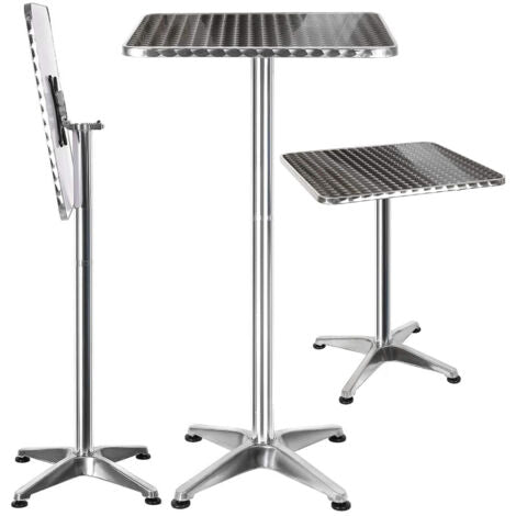  Tavolino Bar Bistrot Alto Pieghevole Alluminio Quadrato 60x60x110cm Tavolo Pub