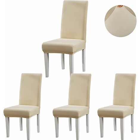  Coprisedie Con Schienale 2Pezzi, Coprisedia Elasticizzati Con Schienale, Jacquard Coprisedia Lavabile Moderno Copri Sedia Per Moderna Sala Da Pranzo Hotel Ristorante--beige