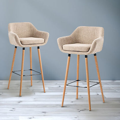  Sgabelli Bar X 2,Sedia Da Bar ,Sedie Da Cucina,Sgabello Lounge Con Schienale E Braccioli,Grant High Bar Chair,Beige