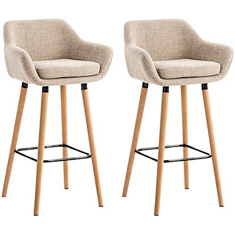  Sgabelli Bar X 2,Sedia Da Bar ,Sedie Da Cucina,Sgabello Lounge Con Schienale E Braccioli,Grant High Bar Chair,Beige