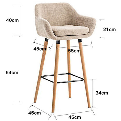  Sgabelli Bar X 2,Sedia Da Bar ,Sedie Da Cucina,Sgabello Lounge Con Schienale E Braccioli,Grant High Bar Chair,Beige