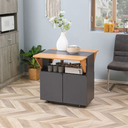  HOMCOM Tavolo Pieghevole Salvaspazio Per 4 Persone Max Con 4 Ruote, Ripiano Nascosto E Armadietto Con Ante, 70x83x75 Cm