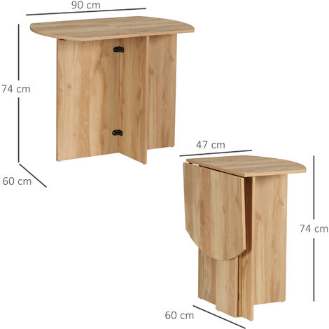  HOMCOM Tavolo Da Pranzo Pieghevole Salvaspazio In Legno, 90x60x74cm, Quercia