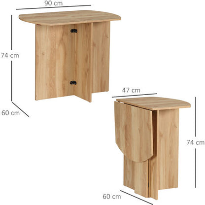  HOMCOM Tavolo Da Pranzo Pieghevole Salvaspazio In Legno, 90x60x74cm, Quercia