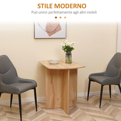  HOMCOM Tavolo Da Pranzo Pieghevole Salvaspazio In Legno, 90x60x74cm, Quercia