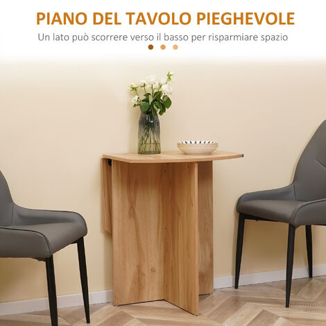  HOMCOM Tavolo Da Pranzo Pieghevole Salvaspazio In Legno, 90x60x74cm, Quercia