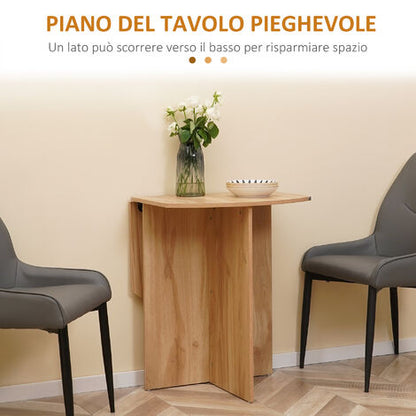  HOMCOM Tavolo Da Pranzo Pieghevole Salvaspazio In Legno, 90x60x74cm, Quercia