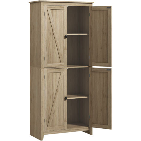  HOMCOM Mobile Cucina A 4 Ante Con Mensole Regolabili E Base Rialzata In Legno 80x40x182cm