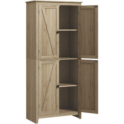  HOMCOM Mobile Cucina A 4 Ante Con Mensole Regolabili E Base Rialzata In Legno 80x40x182cm