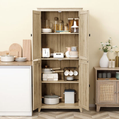  HOMCOM Mobile Cucina A 4 Ante Con Mensole Regolabili E Base Rialzata In Legno 80x40x182cm