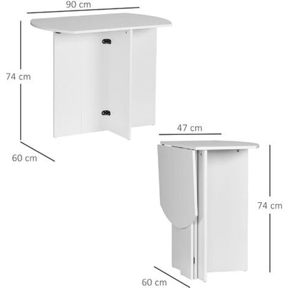  HOMCOM Tavolo Da Pranzo Pieghevole Salvaspazio In Legno, 90x60x74cm, Bianco