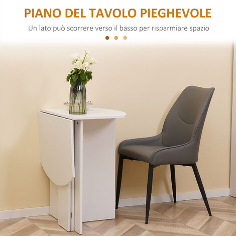  HOMCOM Tavolo Da Pranzo Pieghevole Salvaspazio In Legno, 90x60x74cm, Bianco