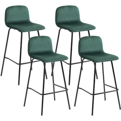  HOMCOM Set 4 Sgabelli Alti Con Poggiapiedi Per Cucina E Bar, In Poliestere Vellutato, Acciaio E Gommapiuma, 40x45.5x94 Cm
