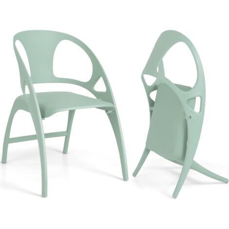  COSTWAY Sedie Sala Da Pranzo In Polipropilene 2 Pezzi, Sedia Pieghevole Sedie Cucina Moderne Casa Bar Giardino, Braccioli E Schienale, Capacità Di Carico 150 Kg (Verde)
