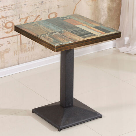  Tavolo Quadrato Con Gamba Centrale Per Bar Bistrot, Stile Di Pavimento Floreale Vintage 60 X 60 X 75cm