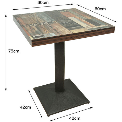  Tavolo Quadrato Con Gamba Centrale Per Bar Bistrot, Stile Di Pavimento Floreale Vintage 60 X 60 X 75cm