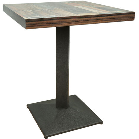  Tavolo Quadrato Con Gamba Centrale Per Bar Bistrot, Stile Di Pavimento Floreale Vintage 60 X 60 X 75cm