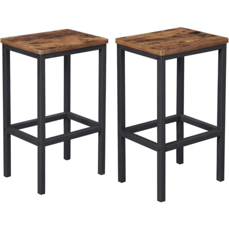  VASAGLE Set Di 2 Sgabelli Da Bar, Sedie Da Pranzo Alte, Per Cucina, Sala Da Pranzo, Soggiorno, Stile Industriale, Marrone Vintage E Nero LBC65X