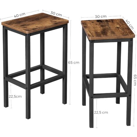  VASAGLE Set Di 2 Sgabelli Da Bar, Sedie Da Pranzo Alte, Per Cucina, Sala Da Pranzo, Soggiorno, Stile Industriale, Marrone Vintage E Nero LBC65X