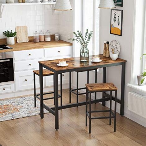  VASAGLE Set Di 2 Sgabelli Da Bar, Sedie Da Pranzo Alte, Per Cucina, Sala Da Pranzo, Soggiorno, Stile Industriale, Marrone Vintage E Nero LBC65X
