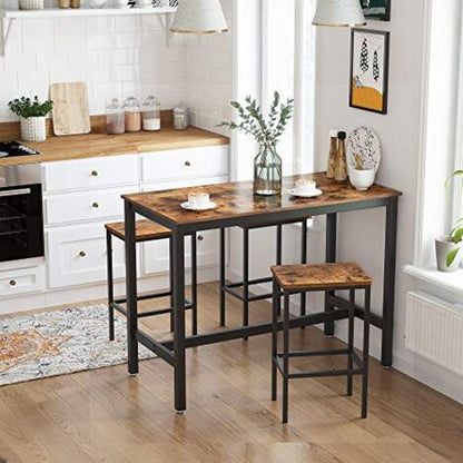  VASAGLE Set Di 2 Sgabelli Da Bar, Sedie Da Pranzo Alte, Per Cucina, Sala Da Pranzo, Soggiorno, Stile Industriale, Marrone Vintage E Nero LBC65X