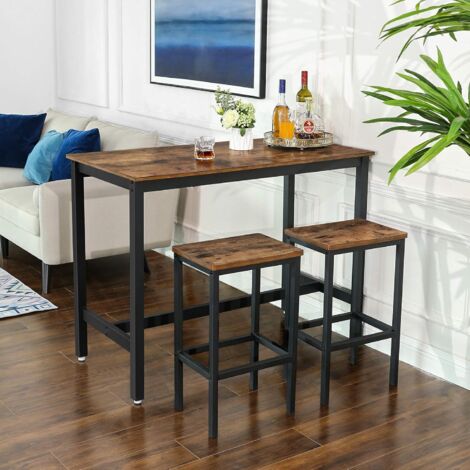  VASAGLE Set Di 2 Sgabelli Da Bar, Sedie Da Pranzo Alte, Per Cucina, Sala Da Pranzo, Soggiorno, Stile Industriale, Marrone Vintage E Nero LBC65X