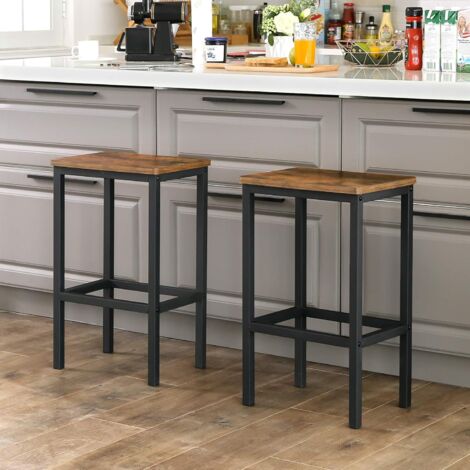  VASAGLE Set Di 2 Sgabelli Da Bar, Sedie Da Pranzo Alte, Per Cucina, Sala Da Pranzo, Soggiorno, Stile Industriale, Marrone Vintage E Nero LBC65X