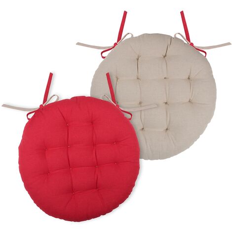  CUSCINO DUO GALETTE ROTONDO 38X38 ROSSO/PERLE