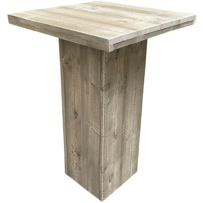  Wood4you - Tavolo Bar Ponteggio In Legno Con Gamba A Colonna 74x74 Cm