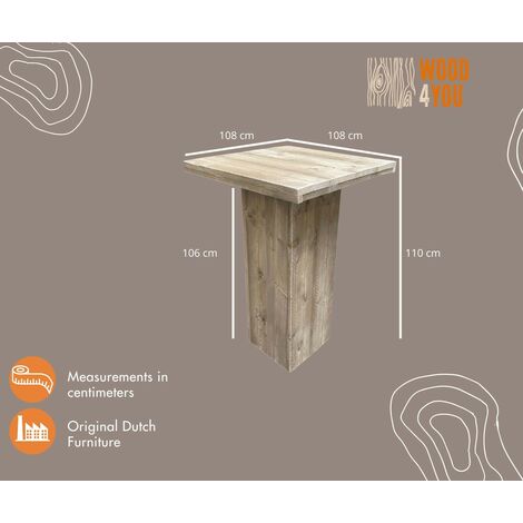  Wood4you - Tavolo Bar - Impalcatura In Legno Con Gamba A Colonna 108x108 Cm