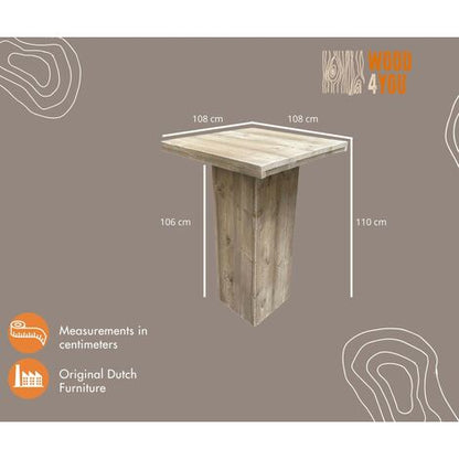  Wood4you - Tavolo Bar - Impalcatura In Legno Con Gamba A Colonna 108x108 Cm
