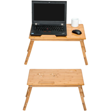  Tavolino Porta PC Da Letto 55x35x26cm, In Legno, Regolabile - Porta Pc, Tavolo Pc, Tavolo Computer