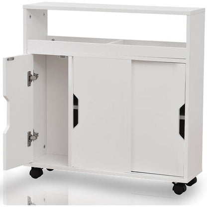  Mobiletto Armadio Portaoggetti Carrello Stretto Salvaspazio Multiuso Bianco