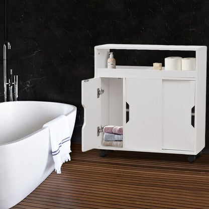  Mobiletto Armadio Portaoggetti Carrello Stretto Salvaspazio Multiuso Bianco