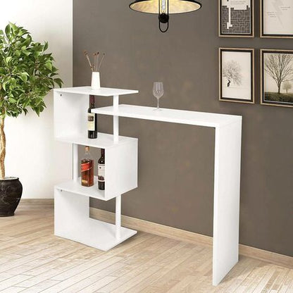  WOLTU Tavolo Alto Da Bar Bancone Stile Bar Caffè 3 Mensole Tavolo Bistrò Cucina Bianco