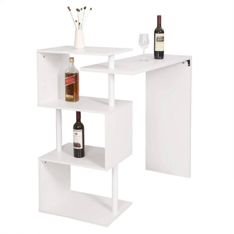  WOLTU Tavolo Alto Da Bar Bancone Stile Bar Caffè 3 Mensole Tavolo Bistrò Cucina Bianco