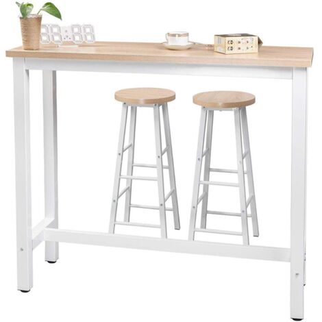  WOLTU Tavolo Da Bar 120 Cm Tavolino Cucina Da Contatore Tavolino Alta Da Caffè Rovere+bianco