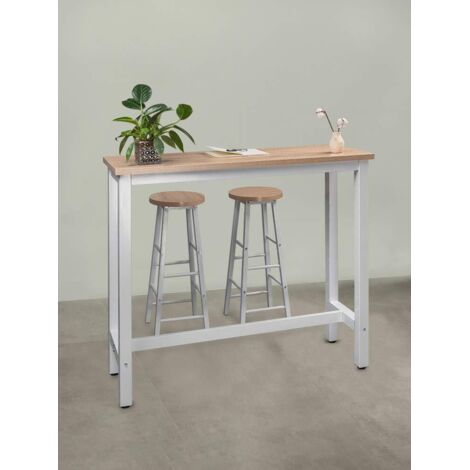  WOLTU Tavolo Da Bar 120 Cm Tavolino Cucina Da Contatore Tavolino Alta Da Caffè Rovere+bianco