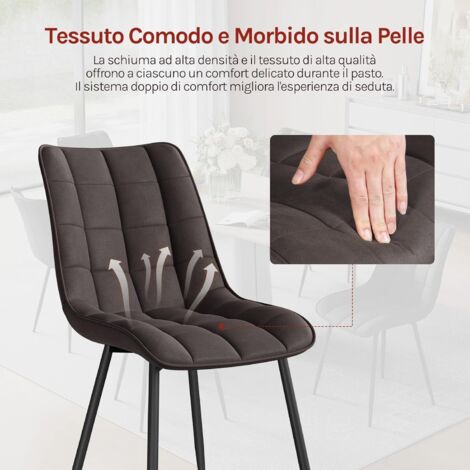  WOLTU 6x Sedie Da Pranzo Tessuto Di Leathaire Seduta E Schienale Cucina Ristorante Grigio Scuro