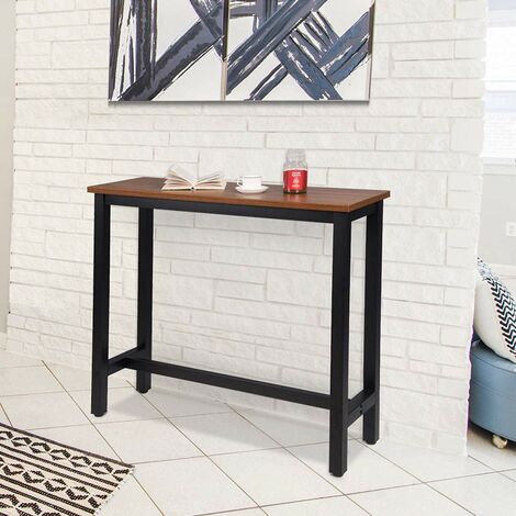  WOLTU Tavolo Da Bar 120 Cm Tavolino Cucina Da Contatore Tavolino Alta Da Caffè Faggio Scuro+nero