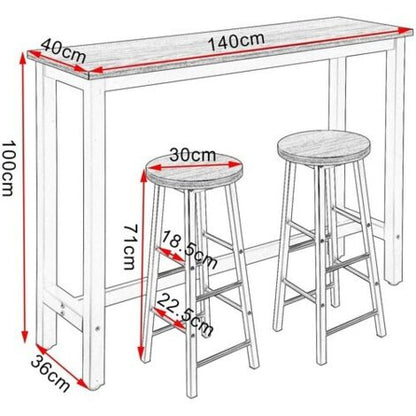  WOLTU Tavolo Da Bar Con 2 Sgabelli Alti Set Mobili Da Bar Rettangolare Bancone Legno Colore Di Faggio+nero