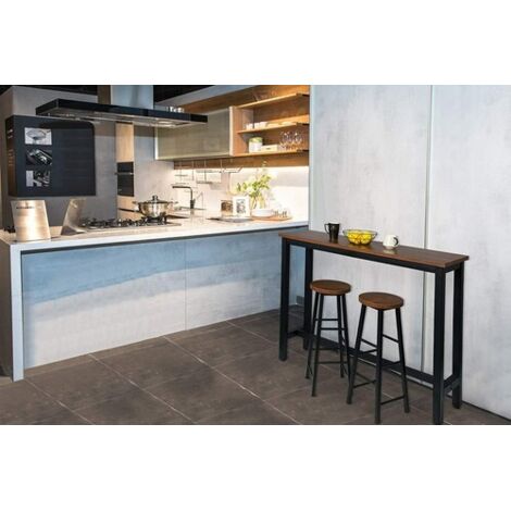  WOLTU Tavolo Da Bar Con 2 Sgabelli Alti Set Mobili Da Bar Rettangolare Bancone Legno Colore Di Faggio+nero