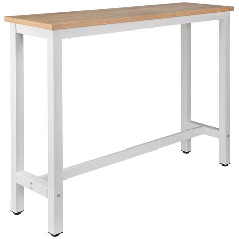  WOLTU Tavolo Bar 140 CM Da Pranzo Cucina In Metallo E Legno Tavolino Caffè Alto Rovere+bianco