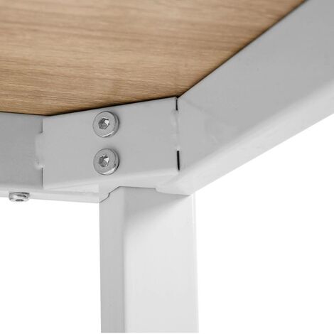  WOLTU Tavolo Bar 140 CM Da Pranzo Cucina In Metallo E Legno Tavolino Caffè Alto Rovere+bianco