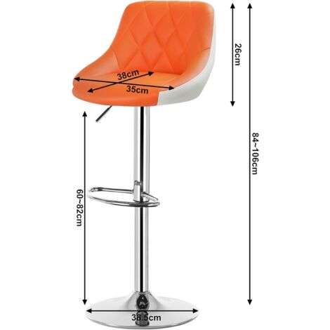 WOLTU 1 Pz Sgabello Da Bar Sedia Cucina Imbottita Girevole In Metallo E Ecopelle Arancione+Bianco