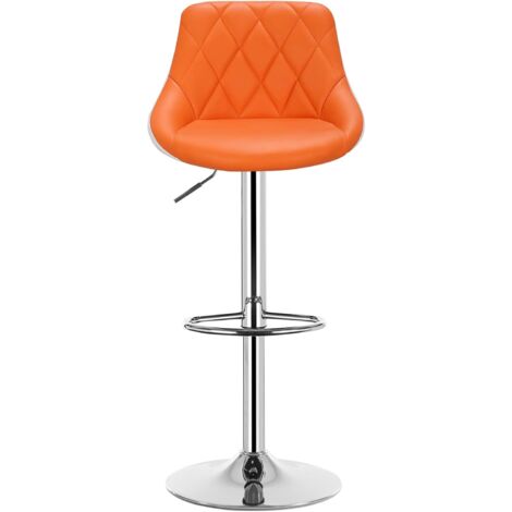 WOLTU 1 Pz Sgabello Da Bar Sedia Cucina Imbottita Girevole In Metallo E Ecopelle Arancione+Bianco